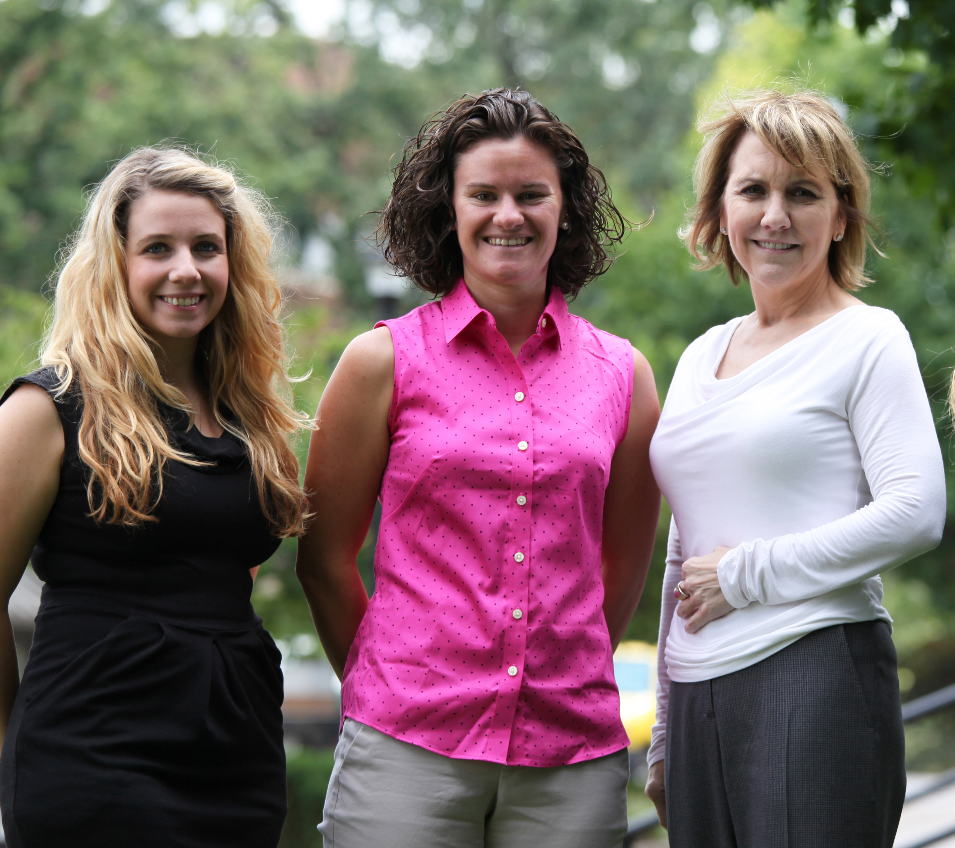 Carol Jordan, right, with students